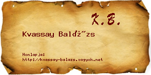 Kvassay Balázs névjegykártya