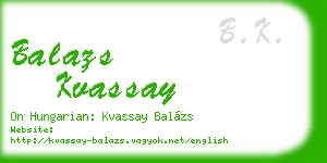balazs kvassay business card